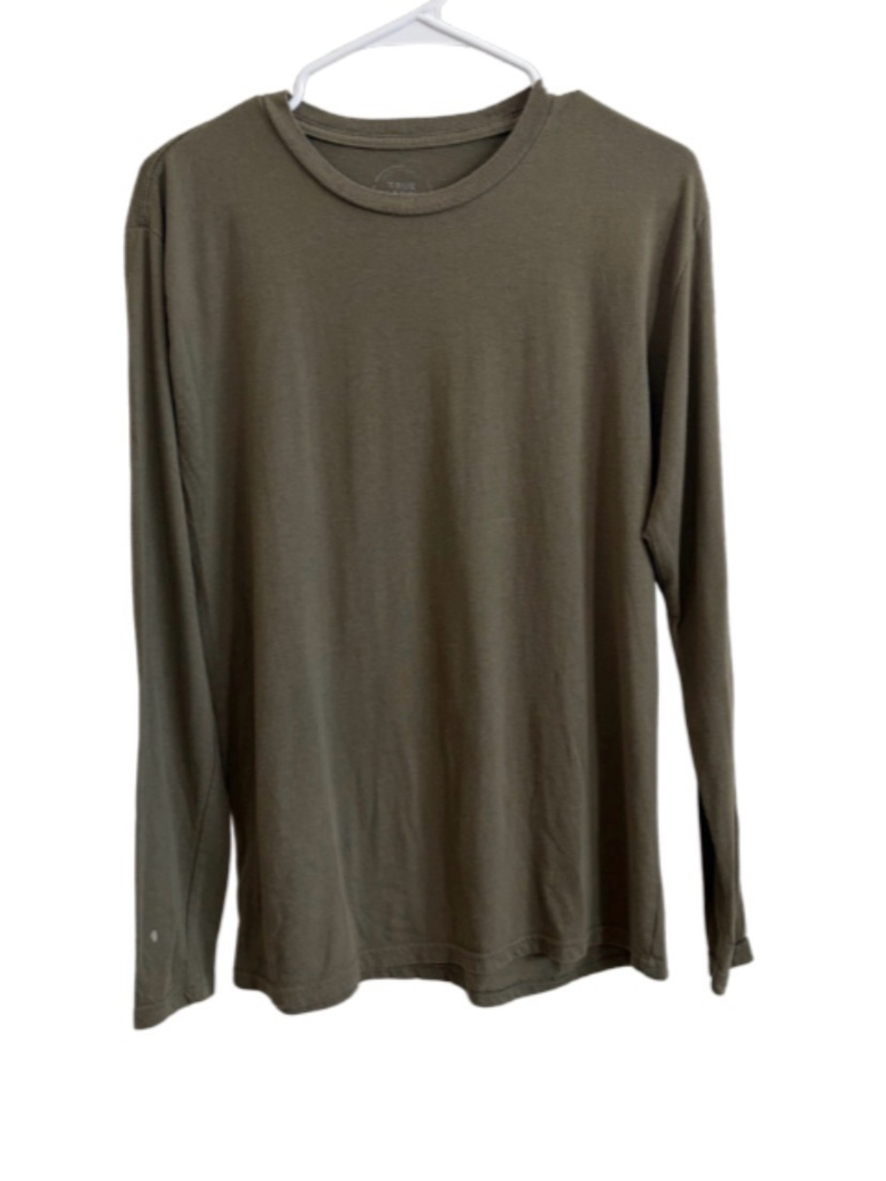 Men's Olive Long-Sleeve Crewneck Performance Tee